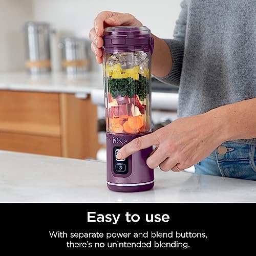 Ninja BC151EM Blast Portable Blender, Cordless, 18oz. Vessel, Personal Blender-for Shakes & Smoothies, BPA Free, Leakproof-Lid & Sip Spout, USB-C Rechargeable, Dishwasher Safe Parts