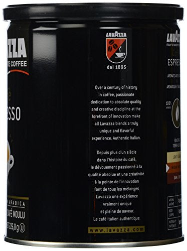 Lavazza Espresso Ground Coffee Blend, Medium Roast, 8-Oz Cans, Pack of 4 (Packaging May Vary) Premium Blend, Value Pack, Non-GMO, 100% Arabica, Rich-bodied