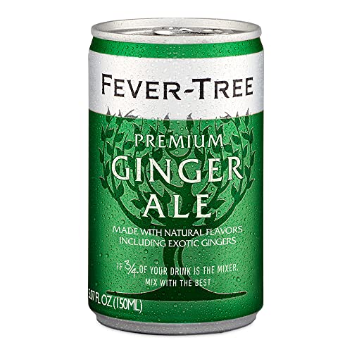 Fever Tree Ginger Beer - Premium Quality Mixer - Refreshing Beverage for Cocktails & Mocktails. Naturally Sourced Ingredients, No Artificial Sweeteners or Colors - 150 ML Cans - Pack of 24