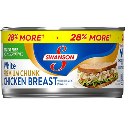 Swanson White Premium Chunk Canned Chicken Breast in Water, Fully Cooked Chicken, 4.5 OZ Can (Pack of 4)