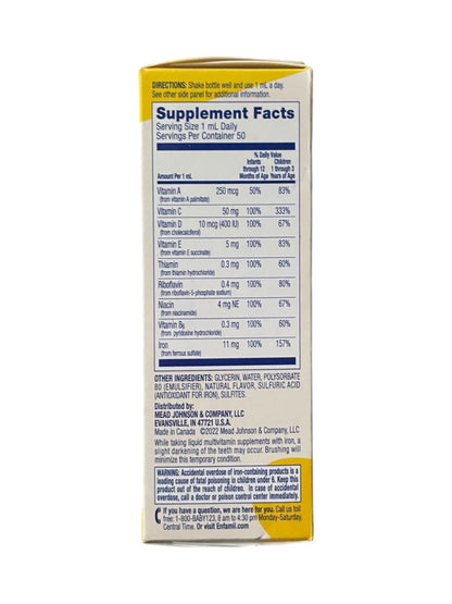 Enfamil Poly-Vi-Sol Multivitamin & Iron Drops, 50mL Bottle