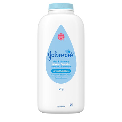 Johnson's Baby Powder, Naturally Derived Cornstarch with Aloe & Vitamin E for Delicate Skin, Hypoallergenic and Free of Parabens, Phthalates, and Dyes for Gentle Baby Skin Care, 15 oz