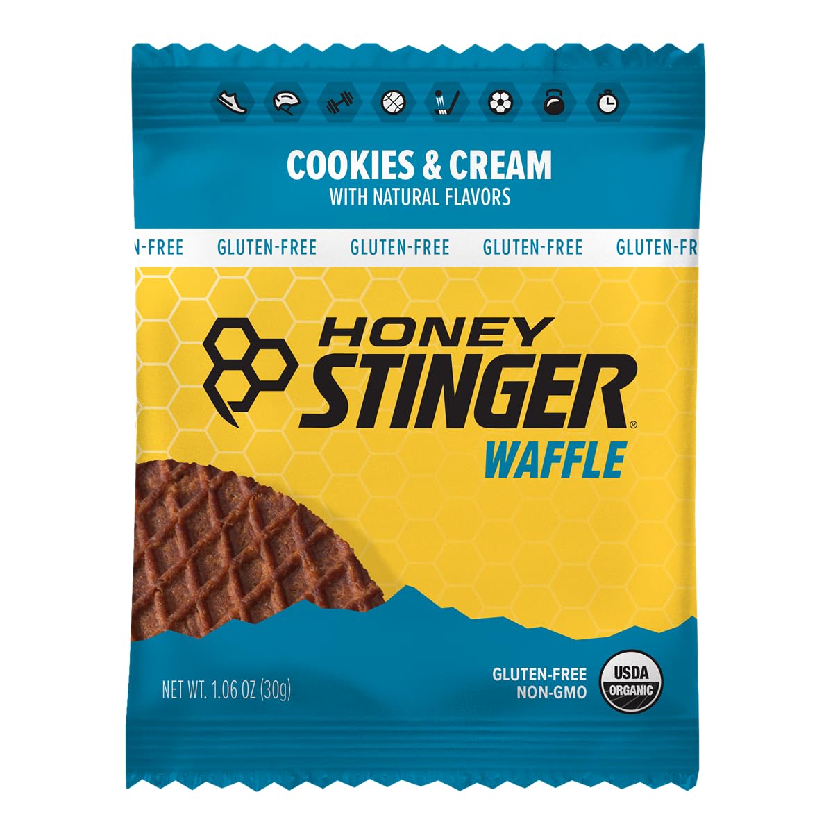 Honey Stinger Organic Honey Waffle | Energy Stroopwafel for Exercise, Endurance and Performance | Sports Nutrition for Home & Gym, Pre and Post Workout | Box of 16 Waffles, 16.96 Ounce (Pack of 16)