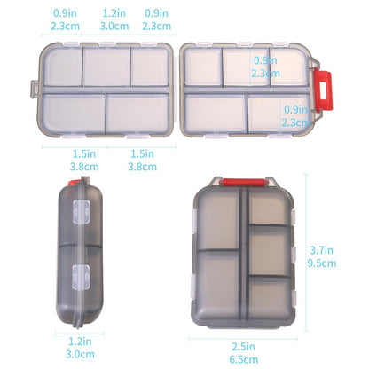 1Pack Travel Pill Organizer - 10 Compartments Pill Case, Compact and Portable Pill Box, Perfect for On-The-Go Storage, Pill Holder for Purse Gray