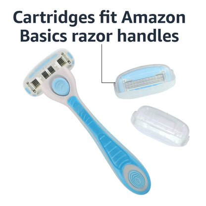 Amazon Basics 5-Blade Razor for Women, Handle, 2 Cartridges & Shower Hanger, 4 Piece Set (Cartridges fit Amazon Basics Razor Handles only) (Previously Solimo)