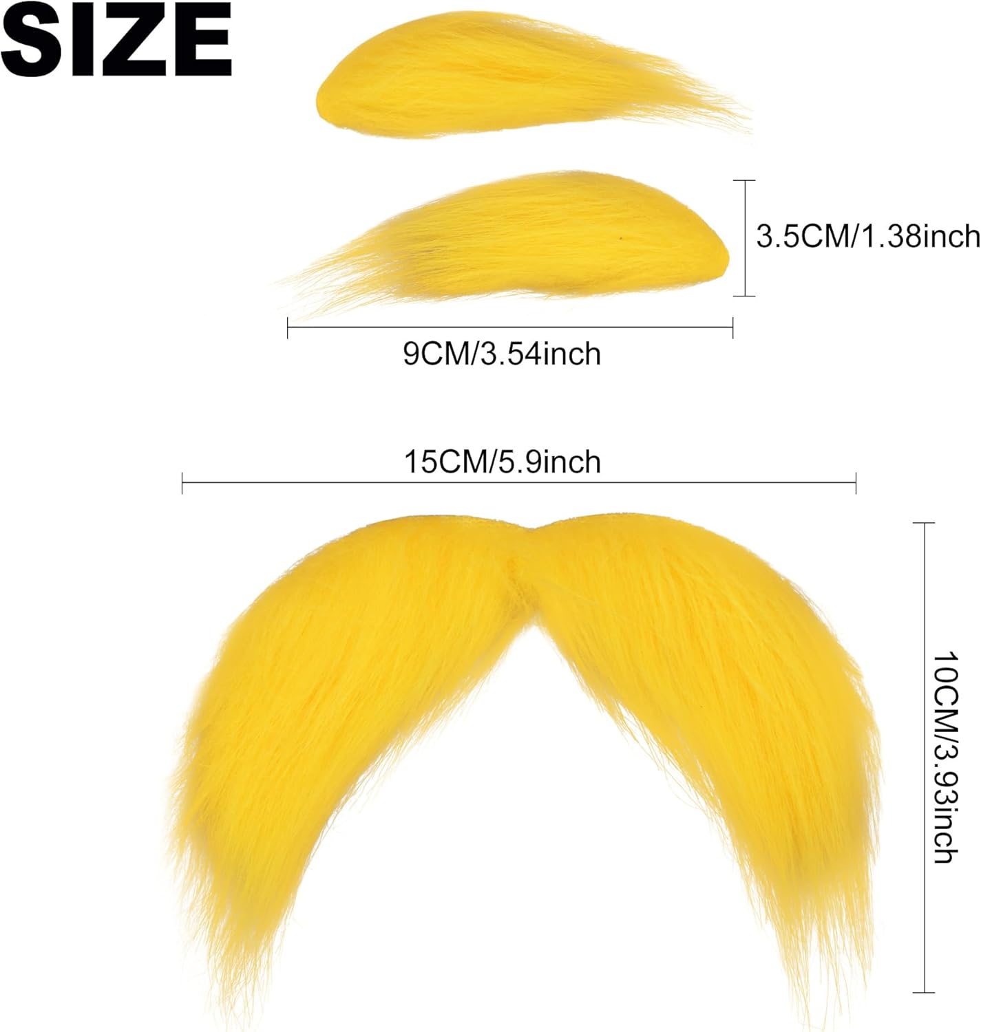 Yellow Mustache and Eyebrows Fake Beard for Kid & Adult, Cosplay Halloween Costume Accessories Funny Party Favor Men Women