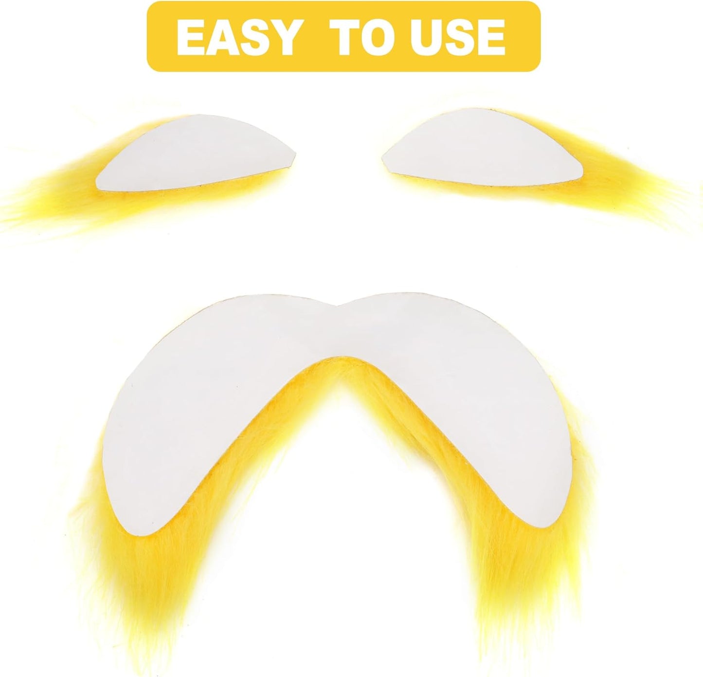 Yellow Mustache and Eyebrows Fake Beard for Kid & Adult, Cosplay Halloween Costume Accessories Funny Party Favor Men Women