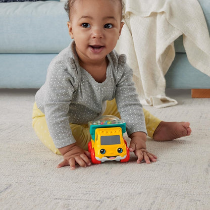 Fisher-Price Baby Toy Poppity Pop Dump Truck Push-Along Vehicle with Fine Motor Activities For Infants Ages 6+ Months