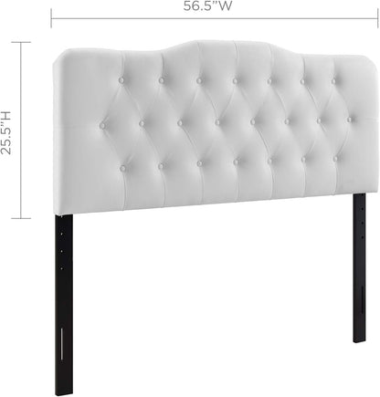 Modway Annabel Tufted Button Faux Leather Upholstered Full Headboard in White