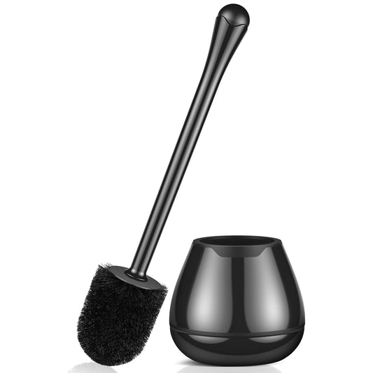 Toilet Brush and Holder, Toilet Bowl Brush and Holder with Long Handle, Plastic Holder Easy to Hide, Drip-Proof, Easy to Assemble, Deep Cleaning