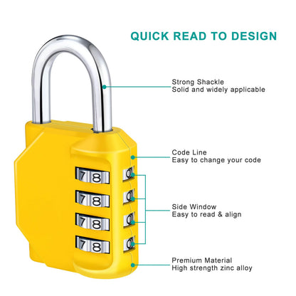 ZHEGE Combination Lock, 4 Digit Combination Padlock Outdoor, School Lock, Gym Lock (Pink)