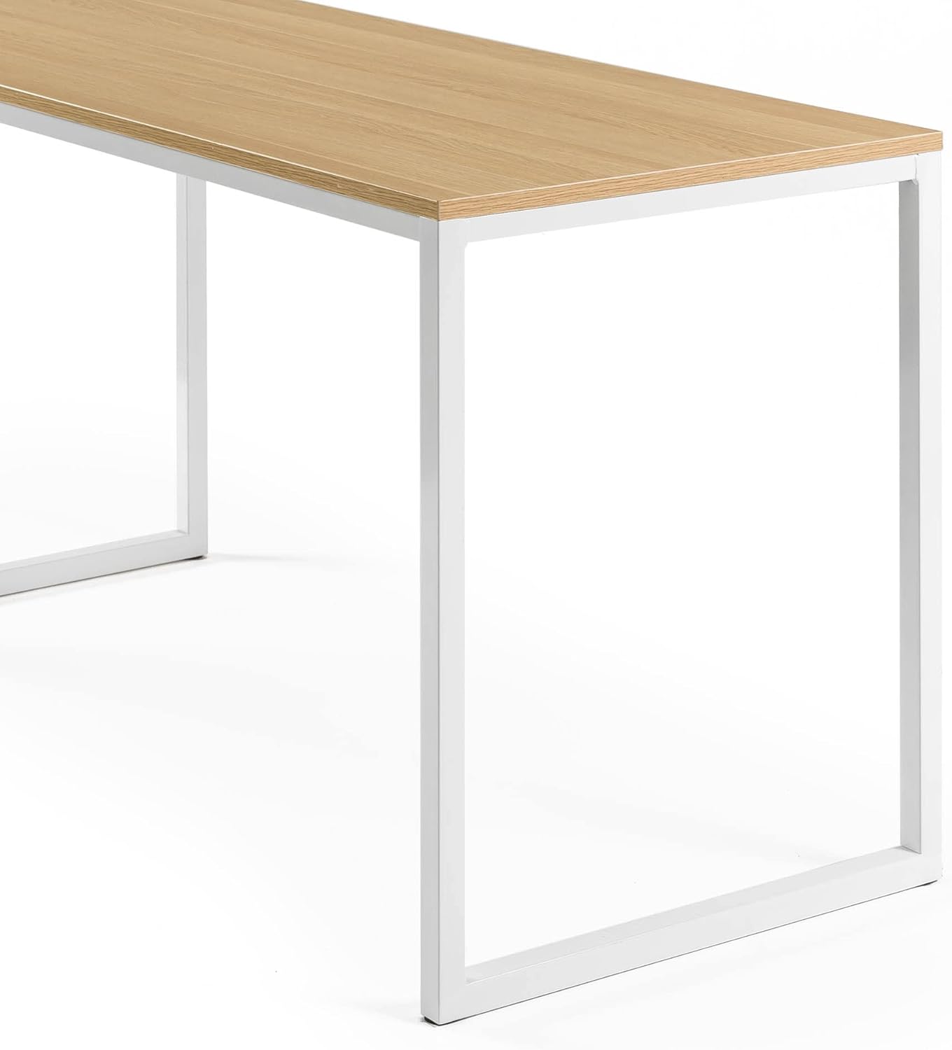 ZINUS Jennifer 55 Inch White Frame Desk, Computer Workstation, Office Desk, Dining Table, Easy Assembly, Natural