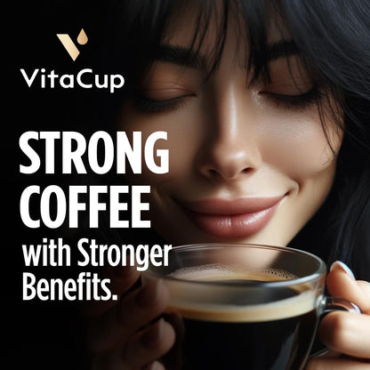 VitaCup Mushroom Coffee Pods - Boost Focus & Immunity with Lions Mane, Chaga, Vitamins, for Memory & Clarity, Recyclable K-Cup Pods, 16 Ct