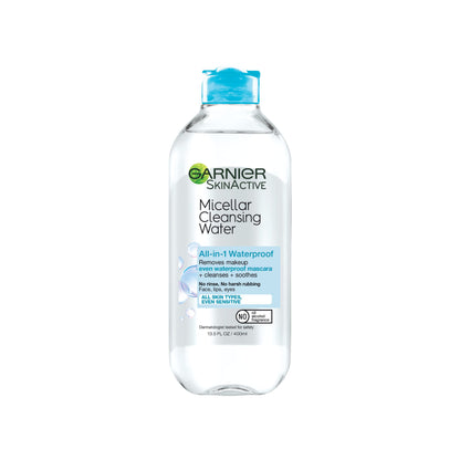 Garnier SkinActive Micellar Water For Waterproof Makeup, Facial Cleanser & Makeup Remover, 13.5 Fl Oz (400mL), 1 Count (Packaging May Vary)