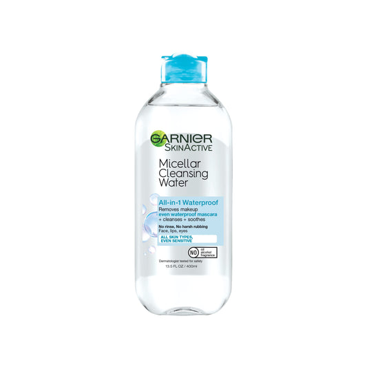 Garnier SkinActive Micellar Water For Waterproof Makeup, Facial Cleanser & Makeup Remover, 13.5 Fl Oz (400mL), 1 Count (Packaging May Vary)