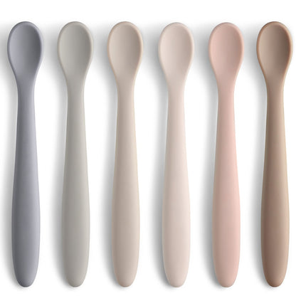 6-Piece Silicone Feeding Spoons for First Stage Baby and Infant, Soft-Tip Easy on Gums I Training Spoon | Baby Utensils Feeding Supplies, Dishwasher & Boil-proof