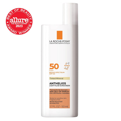 La Roche-Posay Anthelios Tinted SPF 50 Sunscreen & Toleriane Gentle Cleanser Travel Set - With Titanium Dioxide & Niacinamide