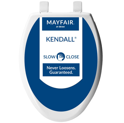 Mayfair Kendall Toilet Seat, Slow Close, Non Slip Premium Wood, Easy Clean, Easy Install, Elongated, White