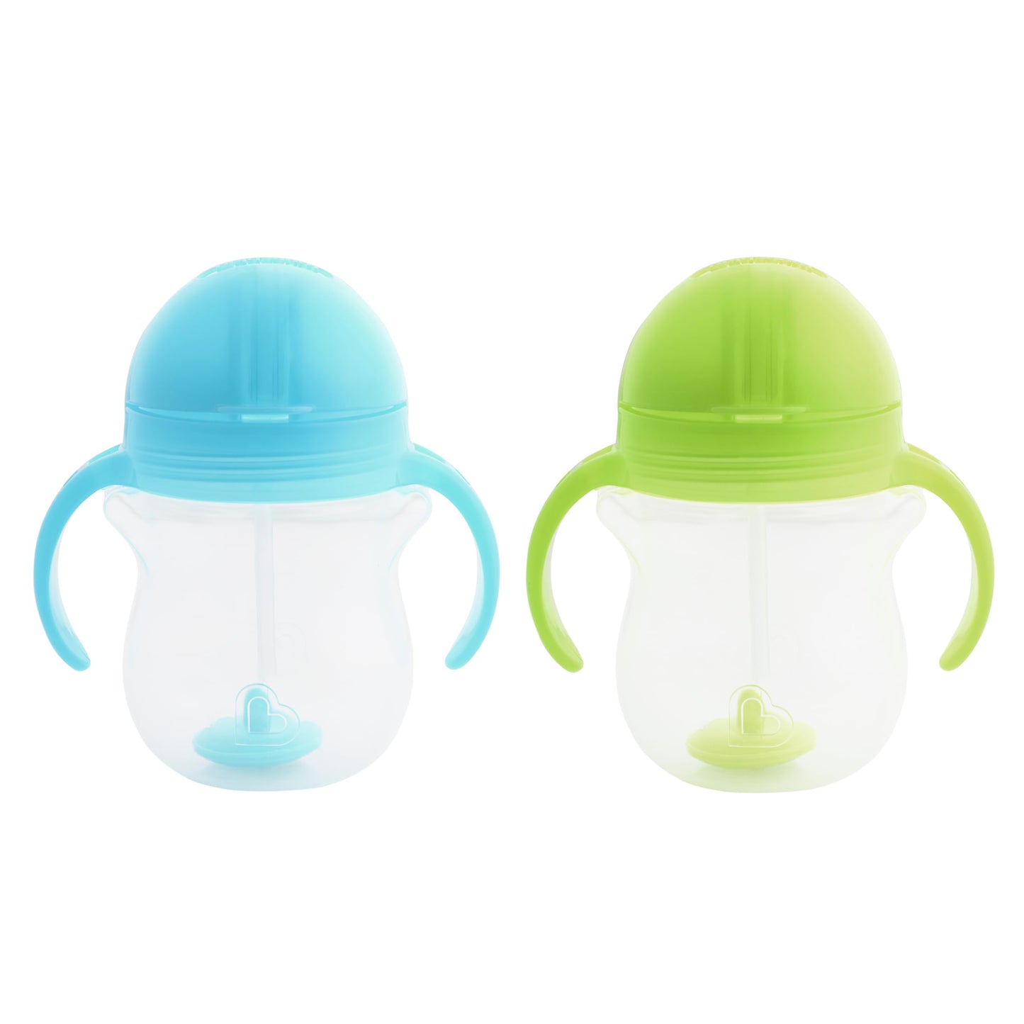 Munchkin® Any Angle™ Weighted Straw Trainer Sippy Cup with Click Lock™ Spill Proof Lid, 7 Ounce, 2 Pack, Blue/Green