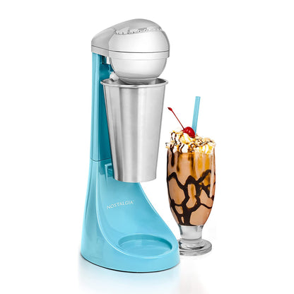 Nostalgia Two-Speed Electric Milkshake Maker and Drink Mixer, Includes 16-Ounce Stainless Steel Mixing Cup and Rod, Cream