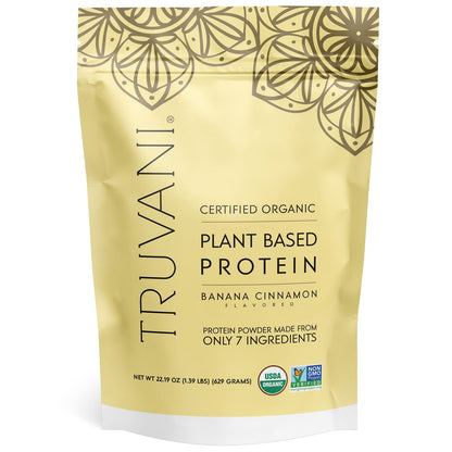 Truvani Vegan Pea Protein Powder | Banana Cinnamon | 20g Organic Plant Based Protein | 1 Serving | Keto | Gluten & Dairy Free | Low Carb | No Added Sugar