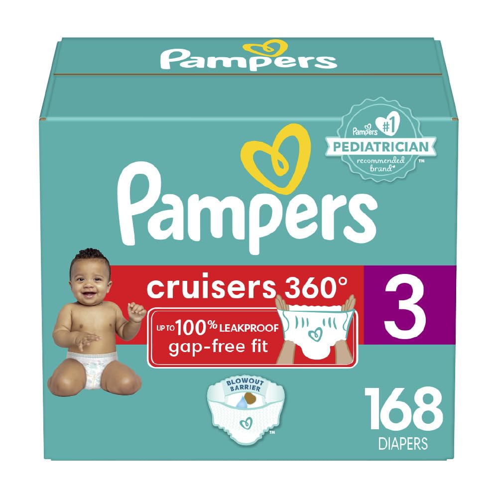 Pampers Cruisers 360 Diapers - Size 5, One Month Supply (128 Count), Pull-On Disposable Baby Diapers, Gap-Free Fit