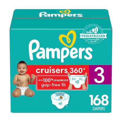 Pampers Cruisers 360 Diapers - Size 5, One Month Supply (128 Count), Pull-On Disposable Baby Diapers, Gap-Free Fit