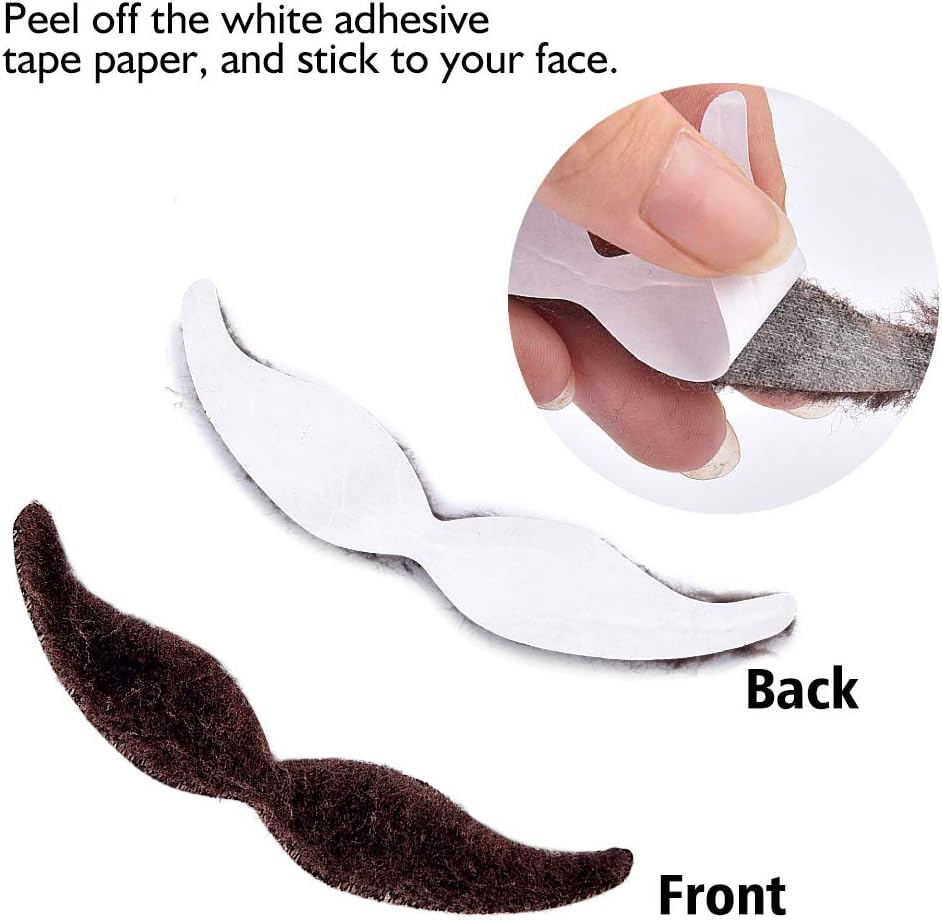 GooDay 60 Pcs Fake Mustache Fake Beard Face Mustaches Novelty Self Adhesive Mustaches Hairy Black Mustaches Costume Facial Hair False Mustaches Mexican for Adults Birthday Christmas Halloween Party