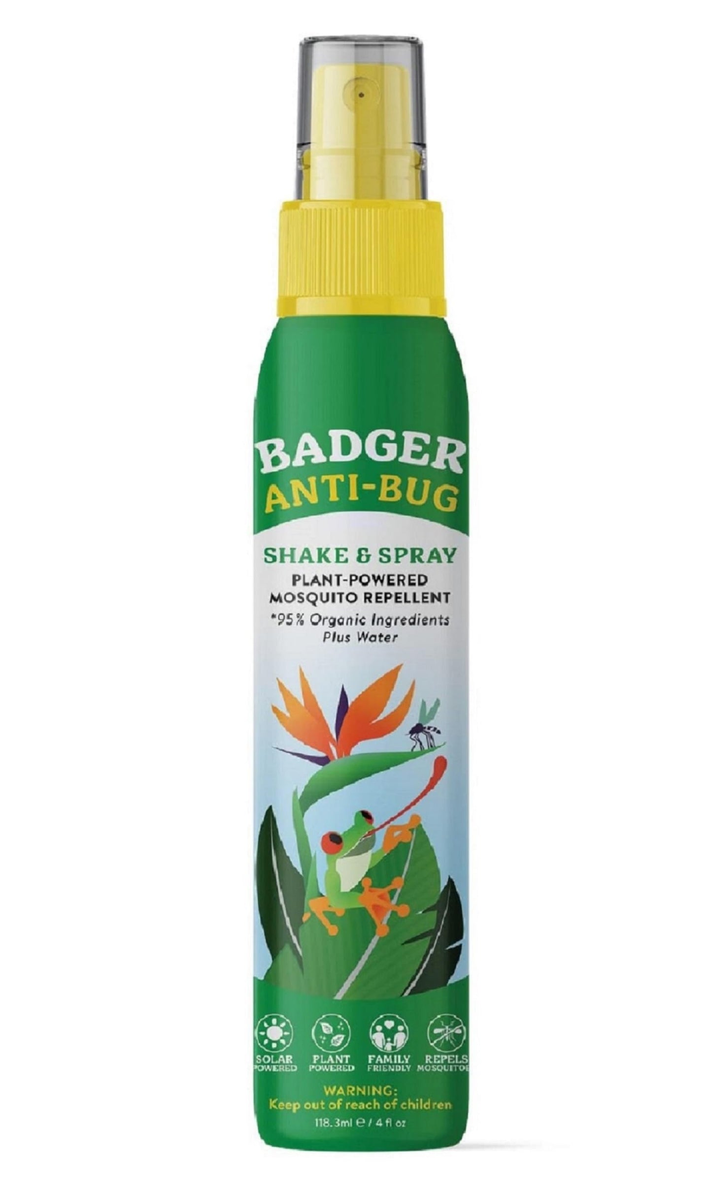 Badger Bug Spray, Non-DEET Mosquito Repellent with Citronella & Lemongrass, Natural Bug Spray for People, Family Friendly Bug Repellent, 4 oz