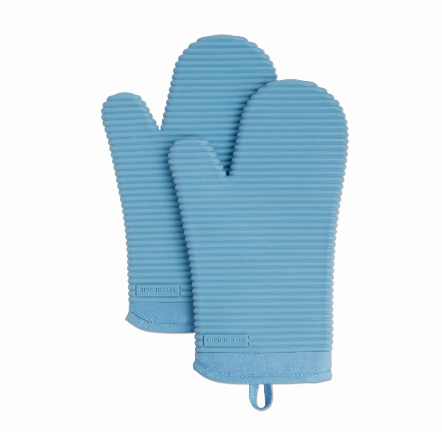 KitchenAid Ribbed Soft Silicone Oven Mitt Set, 7"x13", Milkshake 2 Count