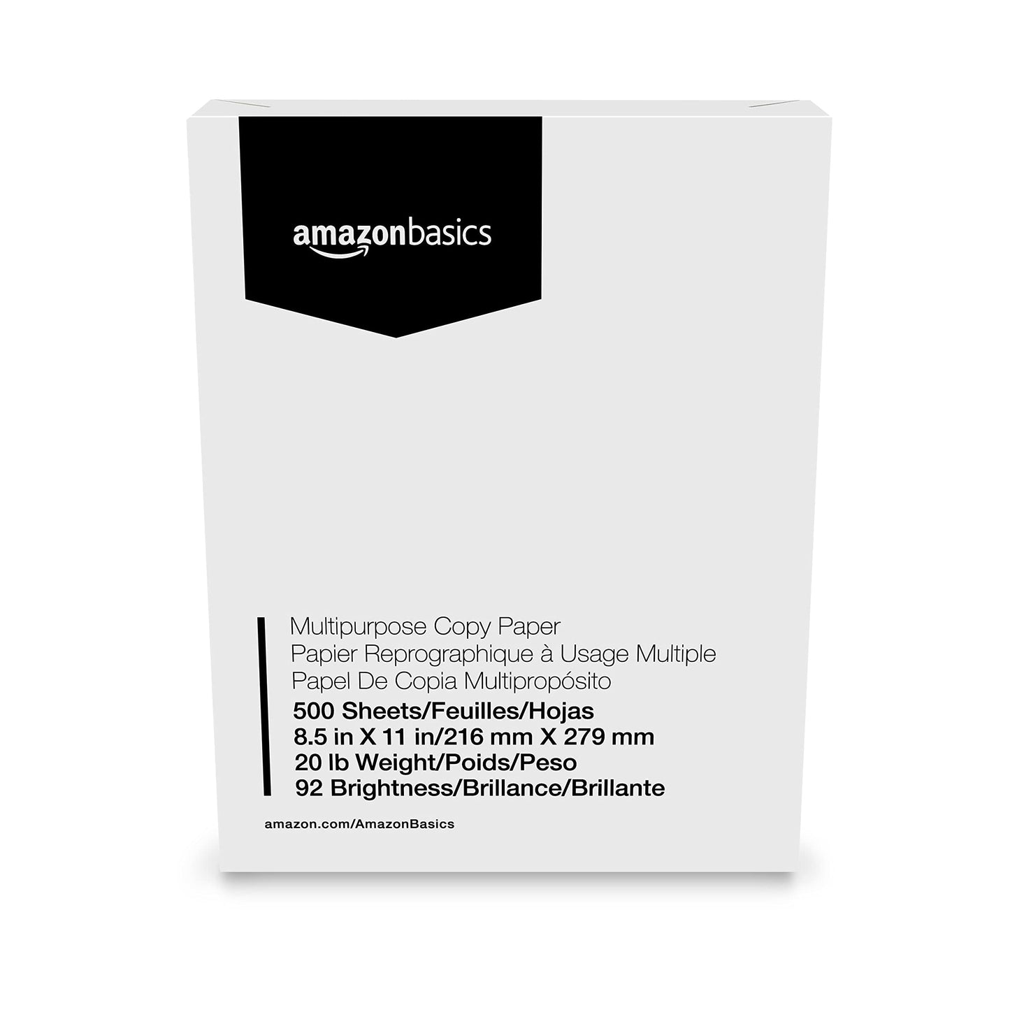 Amazon Basics Multipurpose Copy Printer Paper, 8.5" x 11", 20 lb, 3 Reams, 1500 Sheets, 92 Bright, White