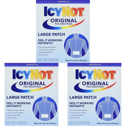 Icy Hot Original Medicated Pain Relief Patch, Large, 5 count