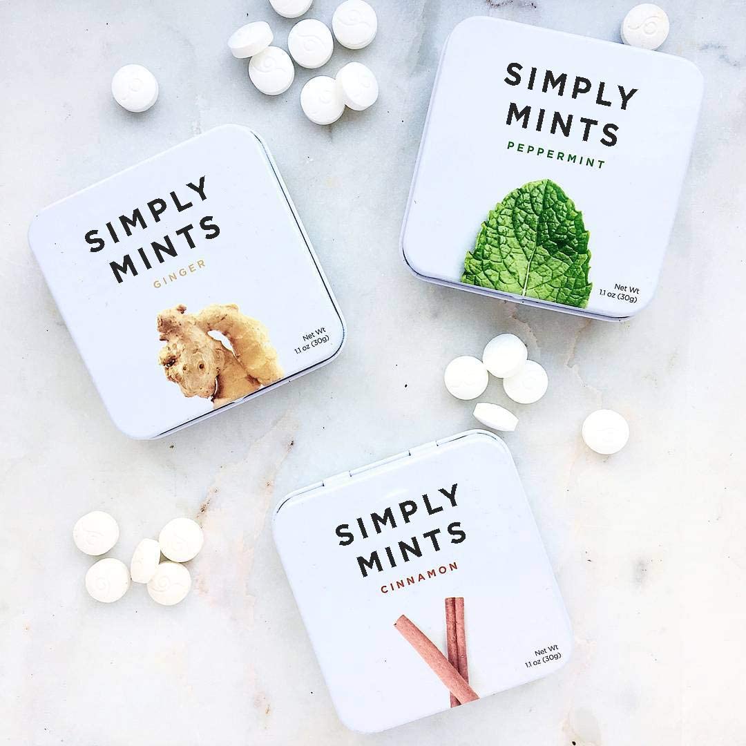 Natural Breath Mints by Simply Gum | Peppermint | Pack of Six (180 Pieces Total) | Breath Freshening, Vegan, Non-GMO, Nothing Artificial