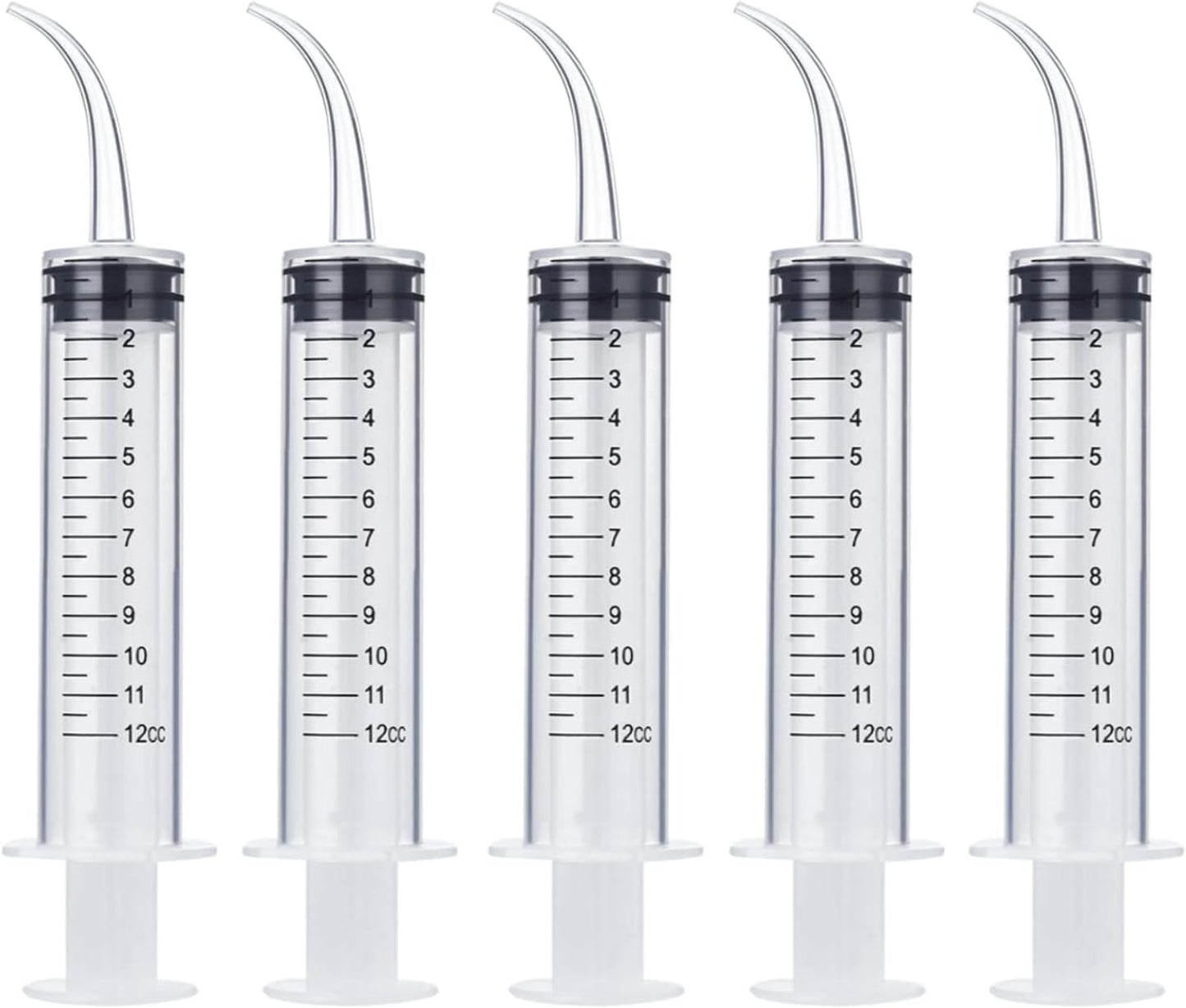 Wisdom Teeth Syringe, 5 Pack Irrigation Dental Syringes with Measure Scale & Curved Tip for Dental Care Liquid Oral Tonsil Stone