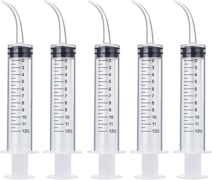 Wisdom Teeth Syringe, 5 Pack Irrigation Dental Syringes with Measure Scale & Curved Tip for Dental Care Liquid Oral Tonsil Stone