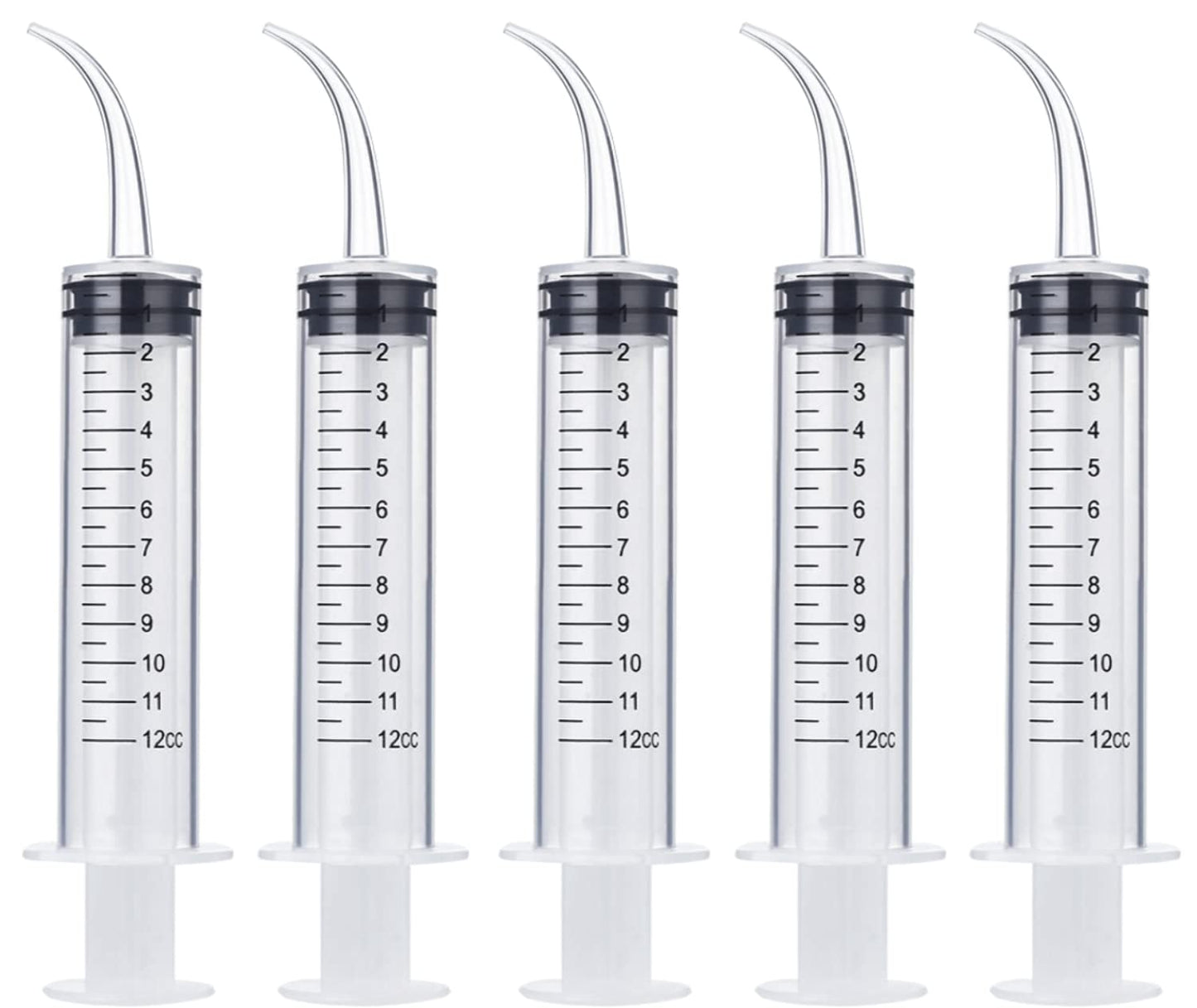 Wisdom Teeth Syringe, 5 Pack Irrigation Dental Syringes with Measure Scale & Curved Tip for Dental Care Liquid Oral Tonsil Stone