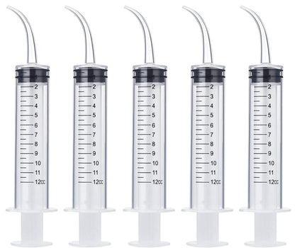 Wisdom Teeth Syringe, 5 Pack Irrigation Dental Syringes with Measure Scale & Curved Tip for Dental Care Liquid Oral Tonsil Stone