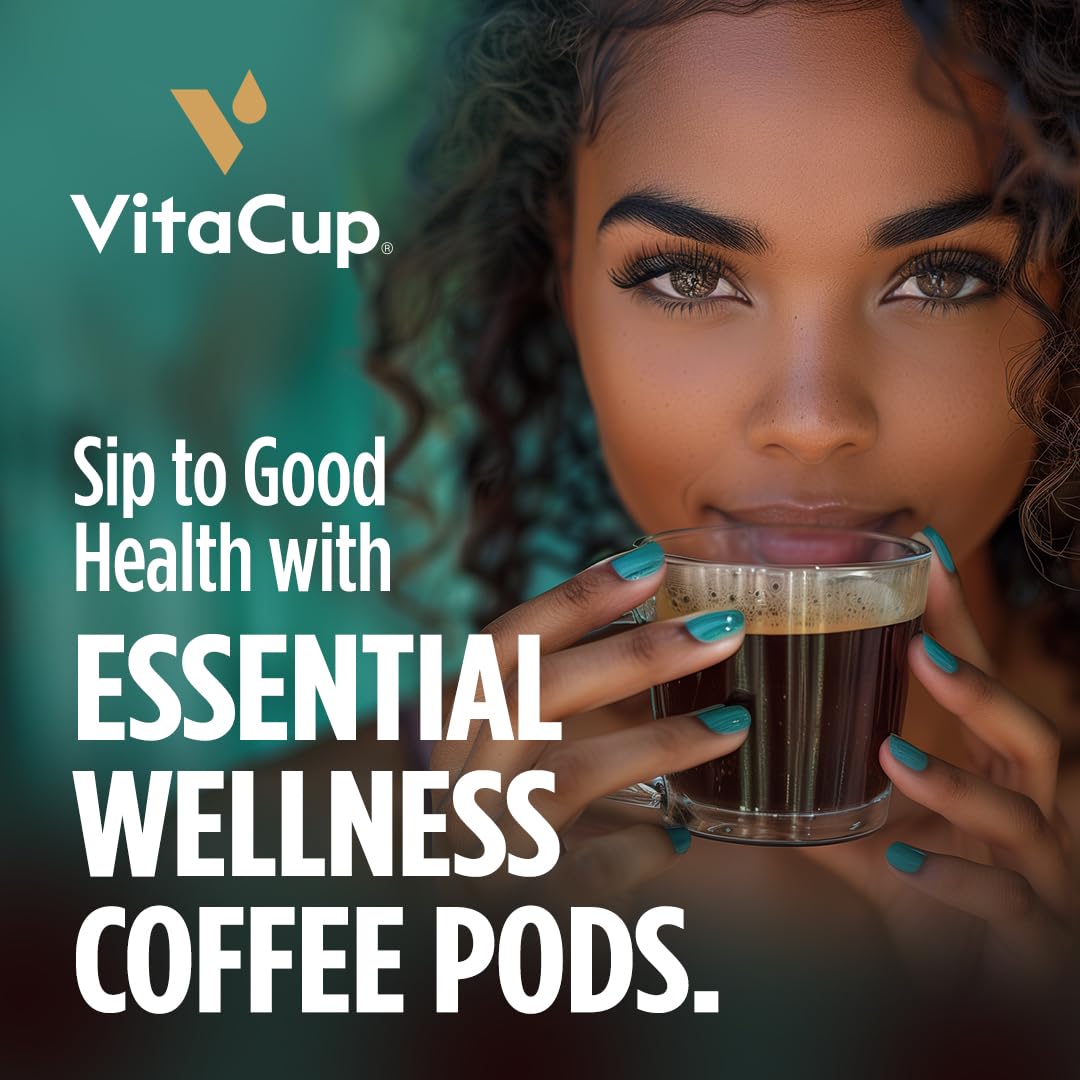 VitaCup Mushroom Coffee Pods - Boost Focus & Immunity with Lions Mane, Chaga, Vitamins, for Memory & Clarity, Recyclable K-Cup Pods, 16 Ct