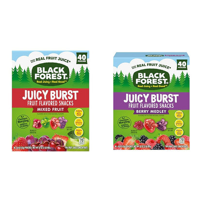 Black Forest, Juicy Burst, Fruit Flavored Snacks, Mixed Fruit Flavors, A Juicy Burst of Natural Flavors, Made with Real Fruit Juice, School Snacks, 0.8 oz 40 ct