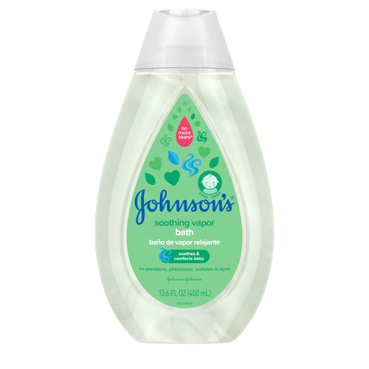 Johnson's Baby Vapor Bath with Soothing Aromas to Relax Babies, Tear-Free & Hypoallergenic Liquid Baby Bath Formula, No Parabens, Sulfates, Dyes, or Phthalates, 13.6 fl. oz