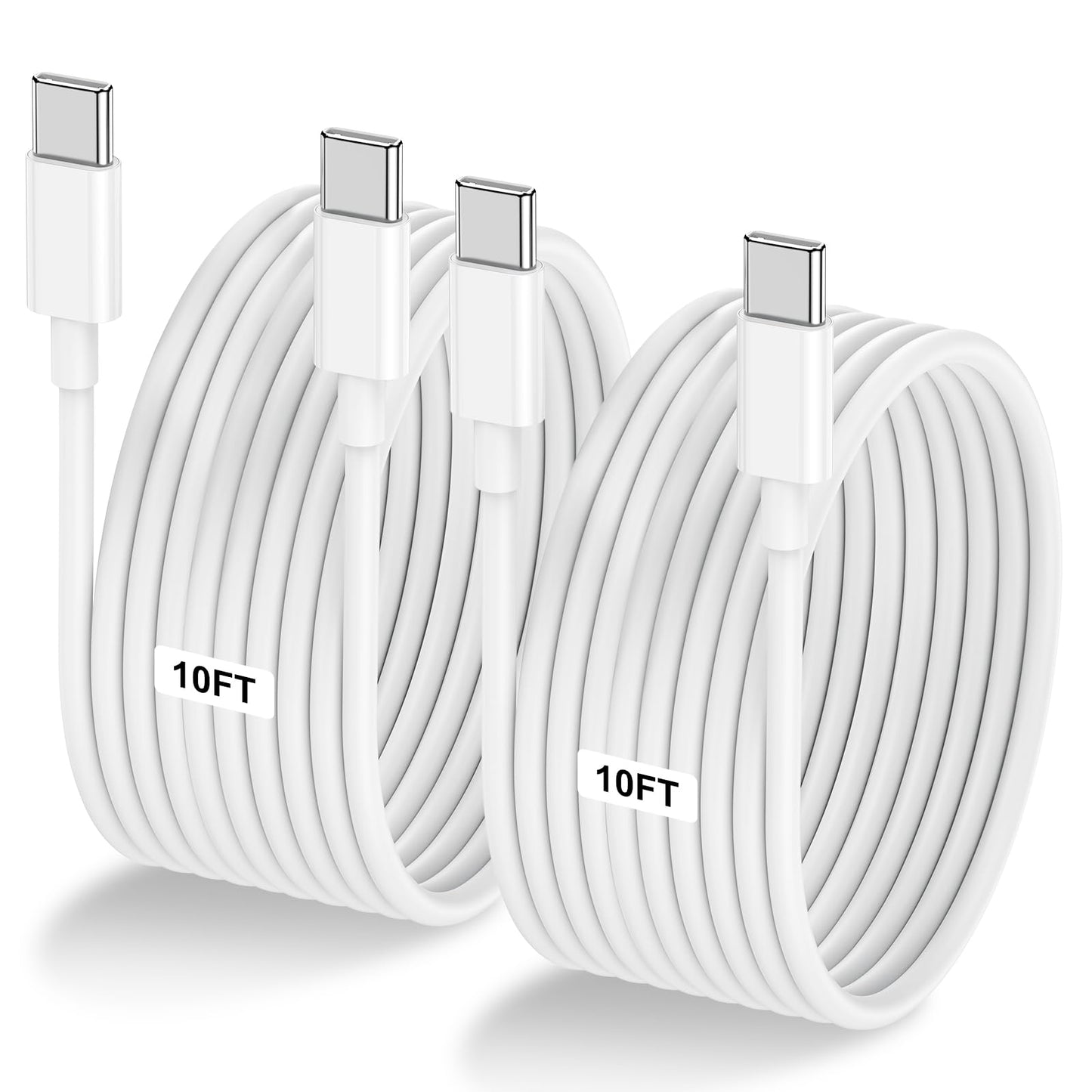 3-Pack [3.3FT+6.6FT+10FT] 60W USB C to USB C Cable, Type C to Type C Cable,Fast Charging Cable Compatible with iPhone 15/Plus/15 Pro/Pro Max，Samsung Galaxy S23 S22, iPad Pro, MacBook Air and More