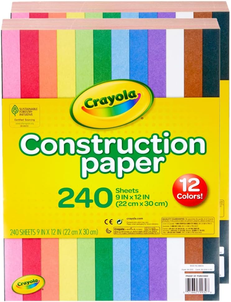 Crayola Construction Paper - 480ct (2pck), Bulk School Supplies For Kids, Classroom Supplies, Art Paper for Arts & Crafts