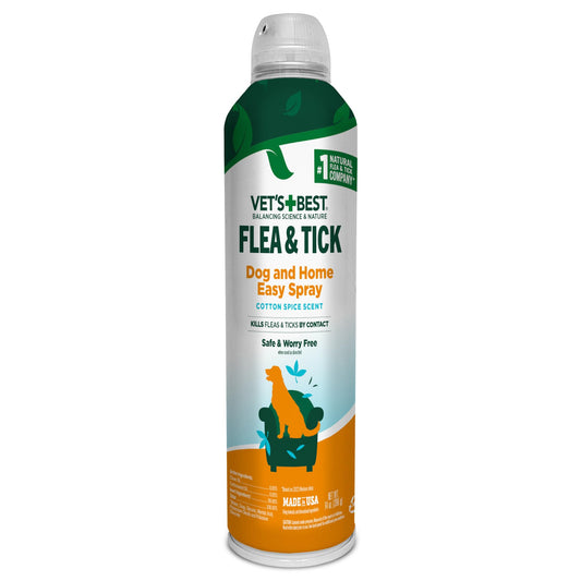 Vet’s Best Flea & Tick Dog Easy Spray – Cotton Spice Scent – Natural Flea & Tick Prevention – Kills Fleas & Ticks for Dogs – 14oz