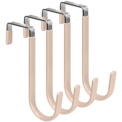 FYY Over the Door Hooks, 4 Pack Hangers Hooks with Rubber Prevent Scratches Heavy Duty Organizer for Living Room, Bathroom, Bedroom, Kitchen Hanging Clothes, Towels, Hats, Coats, Bags White