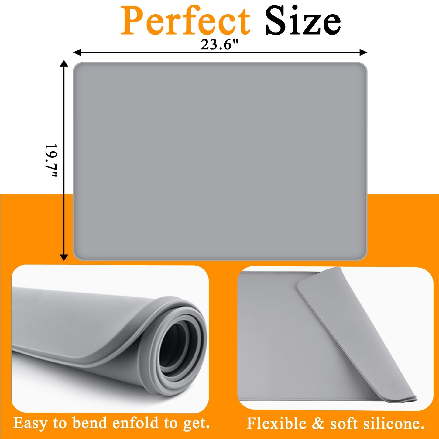 Dryer Top Protector Mat, 23.6'' x 23.6'' Dryer Mat for Top of Dryer, Non-slip Heavy Duty Waterproof Washer and Dryer Top Protector Silicone Mat for Laudry Machine & Dryer