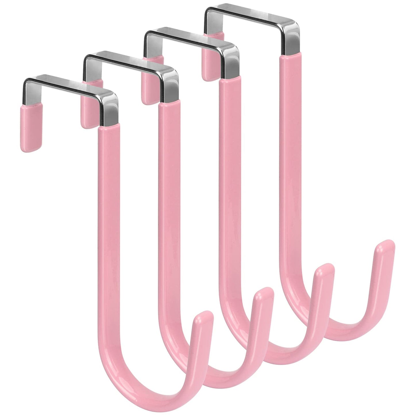 FYY Over the Door Hooks, 4 Pack Hangers Hooks with Rubber Prevent Scratches Heavy Duty Organizer for Living Room, Bathroom, Bedroom, Kitchen Hanging Clothes, Towels, Hats, Coats, Bags White