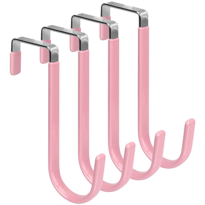 FYY Over the Door Hooks, 4 Pack Hangers Hooks with Rubber Prevent Scratches Heavy Duty Organizer for Living Room, Bathroom, Bedroom, Kitchen Hanging Clothes, Towels, Hats, Coats, Bags White