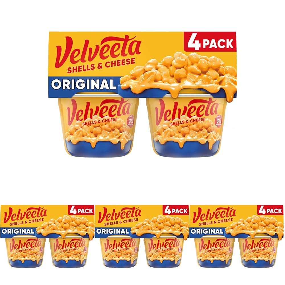 Velveeta Shells & Cheese Original Microwavable Macaroni and Cheese Cups (4 ct Pack, 2.39 oz Cups)