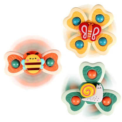 ALASOU 3PCS Suction Cup Spinner Toys for 1 Year Old Boy Girl|Spinning Tops Bath Toys for Kids Ages 1-3|Sensory Toys for Baby 6 12 18 Months Boy Birthday Gift