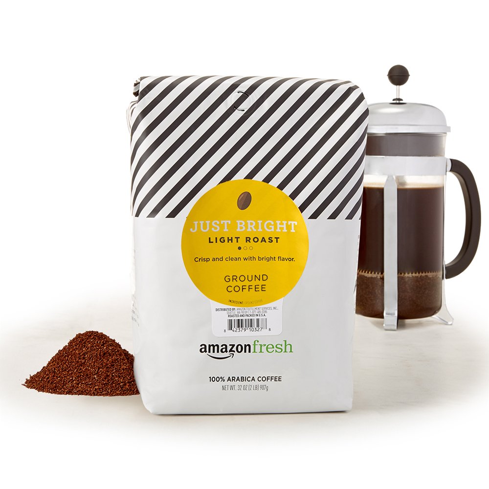 Amazon Fresh, Just Bright Ground Coffee, Light Roast, 32 Oz